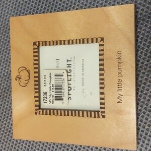 2 Wood frames, Natural tone, Pumpkin theme, square, 2.5x2.5 opening